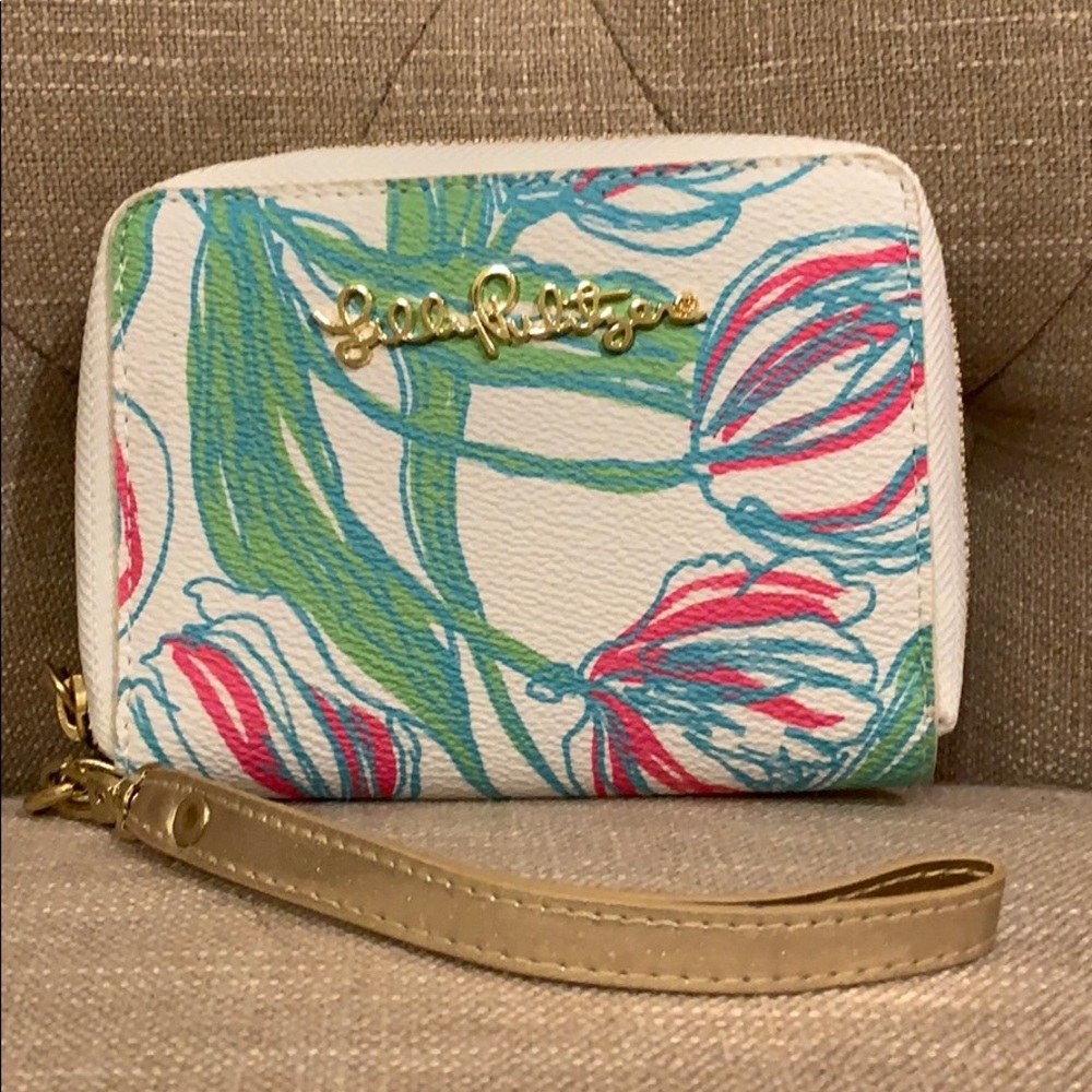 Lilly Pulitzer floral leather wallet wristlet
